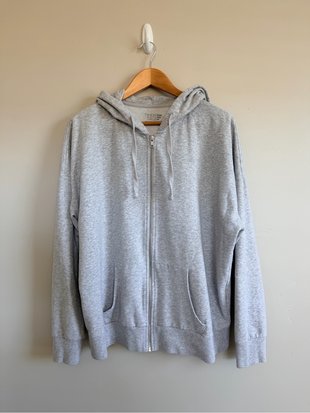 Time and Tru Light Grey Full-Zip Hoodie
